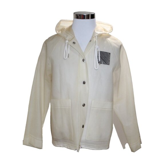 PROENZA SCHOULER Pocket Detail Rain Jacket Snap Clear Hooded Coat One Size OS - Picture 4 of 14